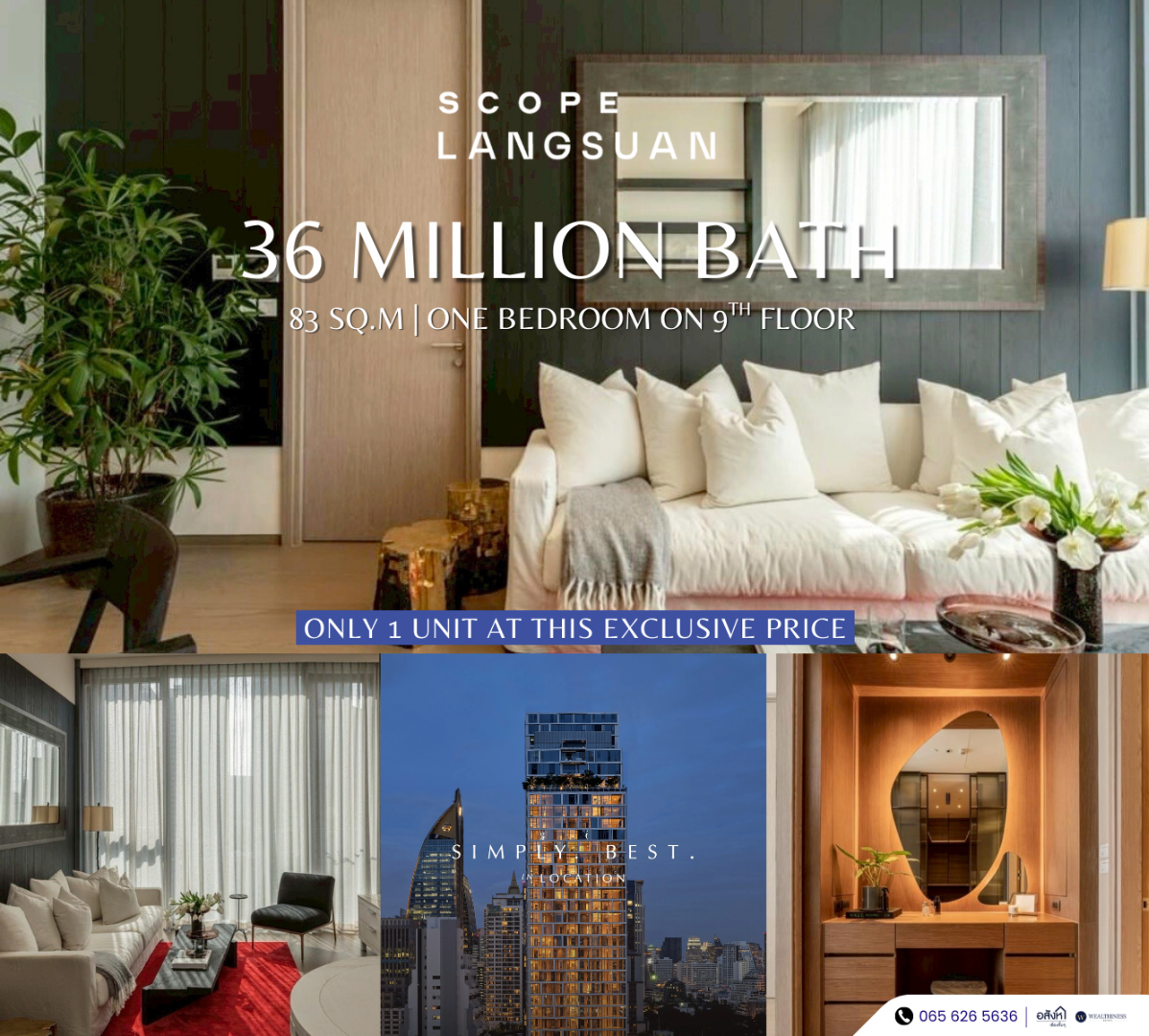 ✨ The Ultimate Living at Scope Langsuan 1 Bed 83 ตร.ม. แต่งครบ | 36 MB. 📞: 065-626-5636 (คุณกี้)