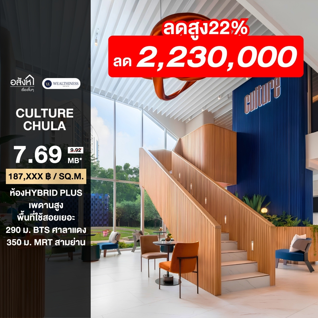 🔥 HOT DEAL! ห้องเพดานสูงราคาดีที่สุด ทำเลใจกลางจุฬา-สามย่าน | Culture Chula-Samyan 🔥